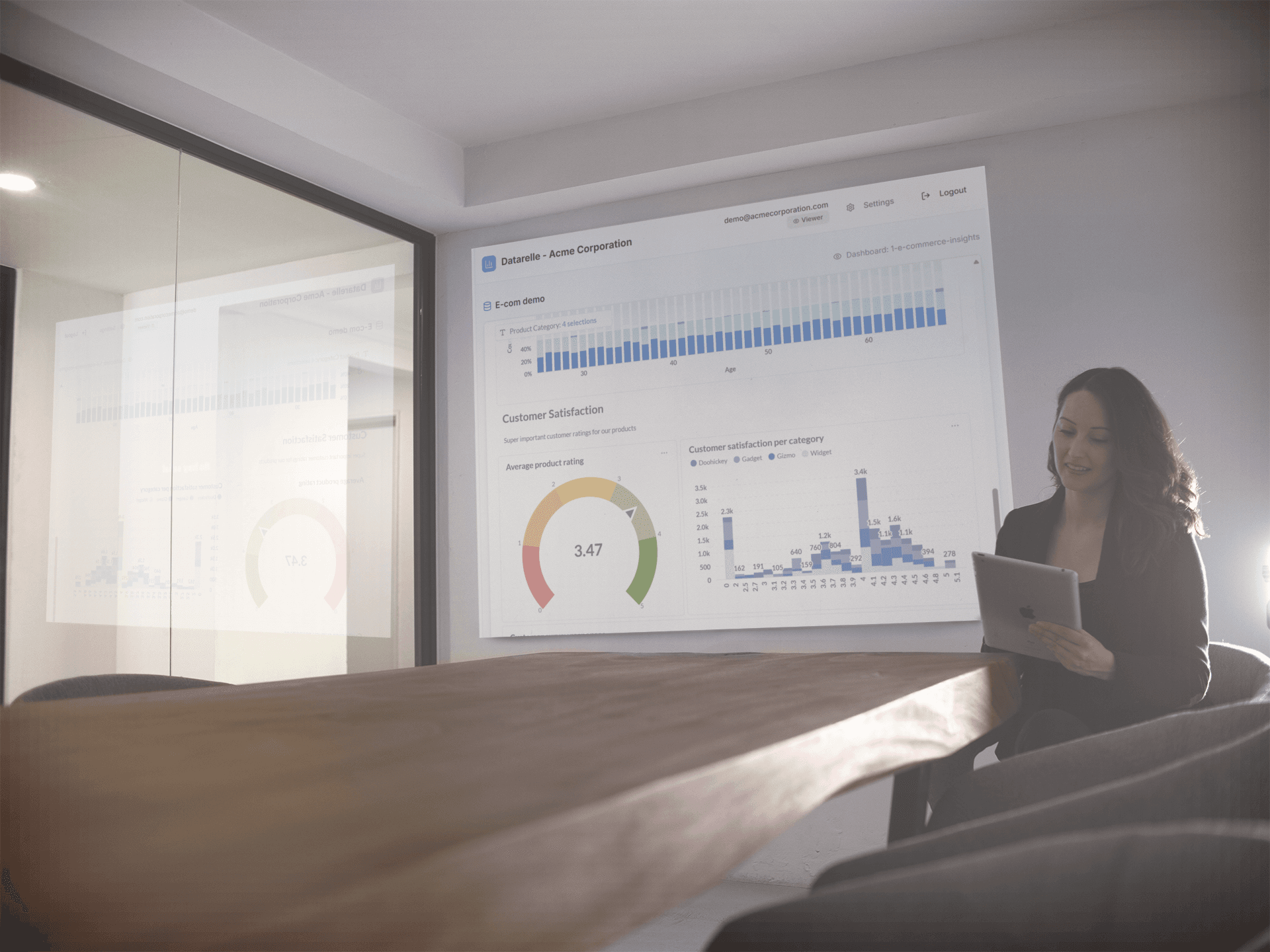 Business team analyzing data and presenting insights